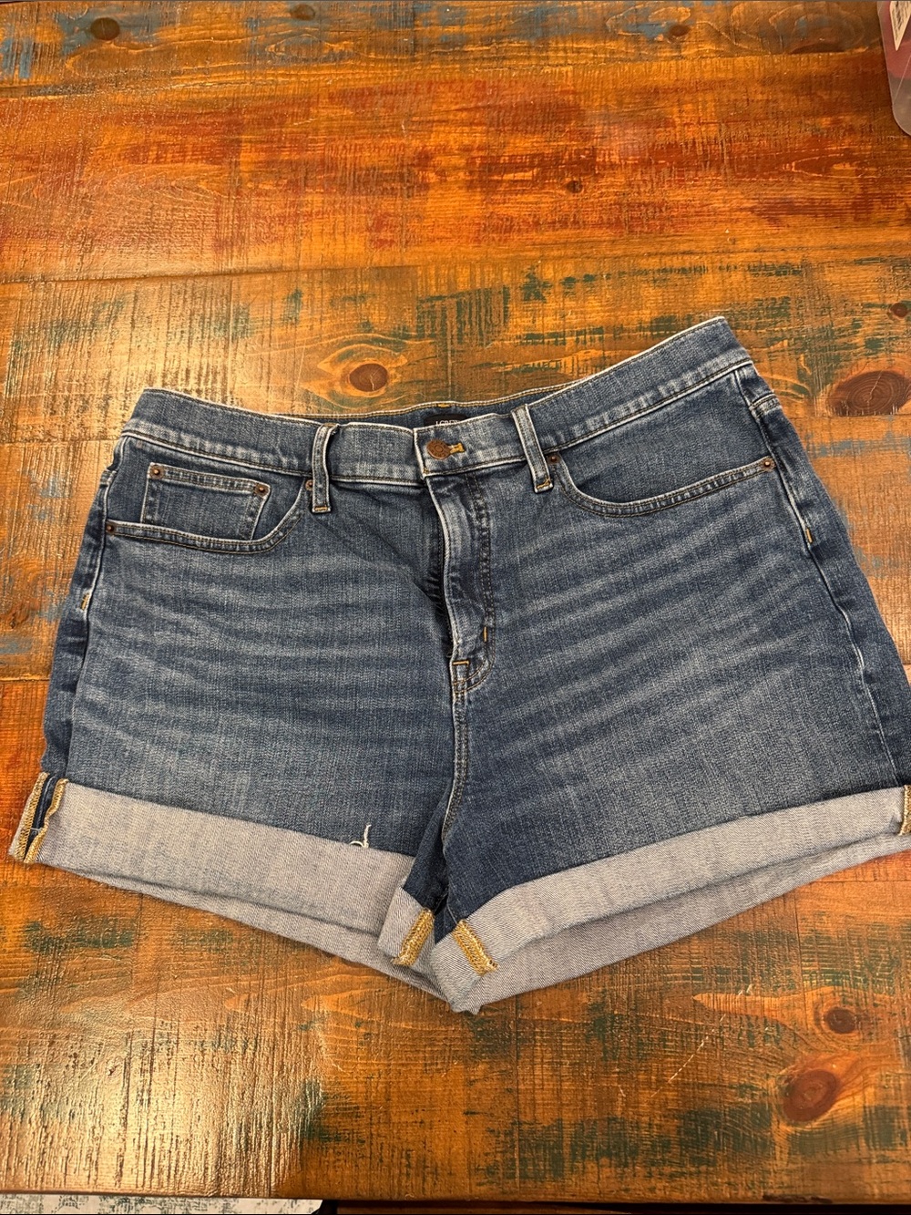 J. Crew Factory Mid-Blue Denim Roll Cuff Shorts size 32